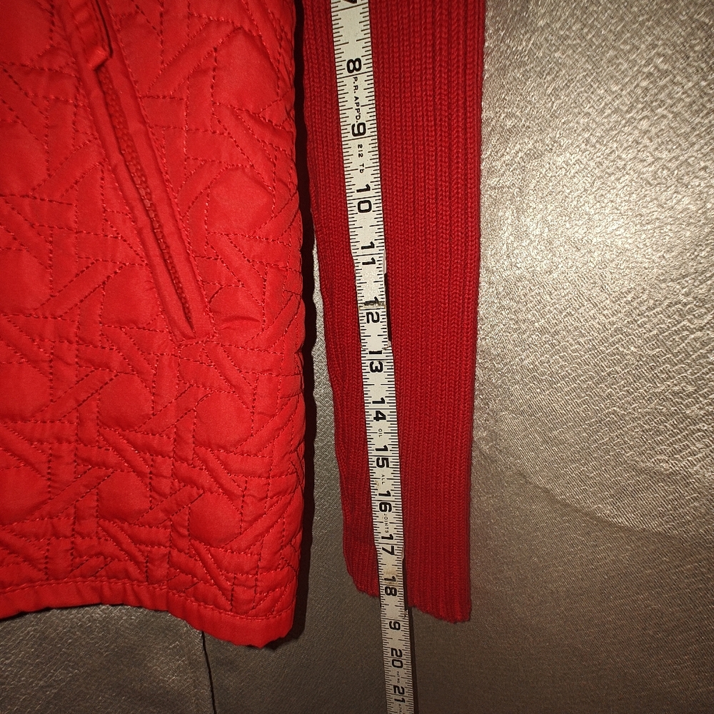 Harve Benard Red Quilted Zip-Up Jacket Mock Neck Sweater Size Medium - Picture 8 of 8